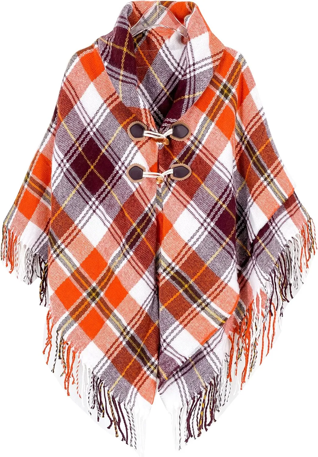 Women's Travel Plaid Shawl, Wrap Open Front Poncho Cape for Fall Winter