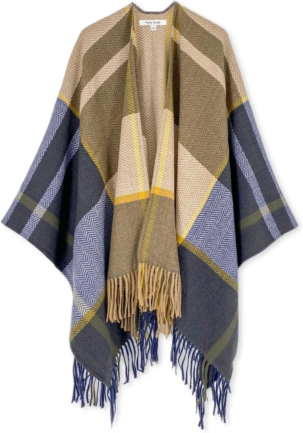 Women's Travel Plaid Shawl, Wrap Open Front Poncho Cape for Fall Winter