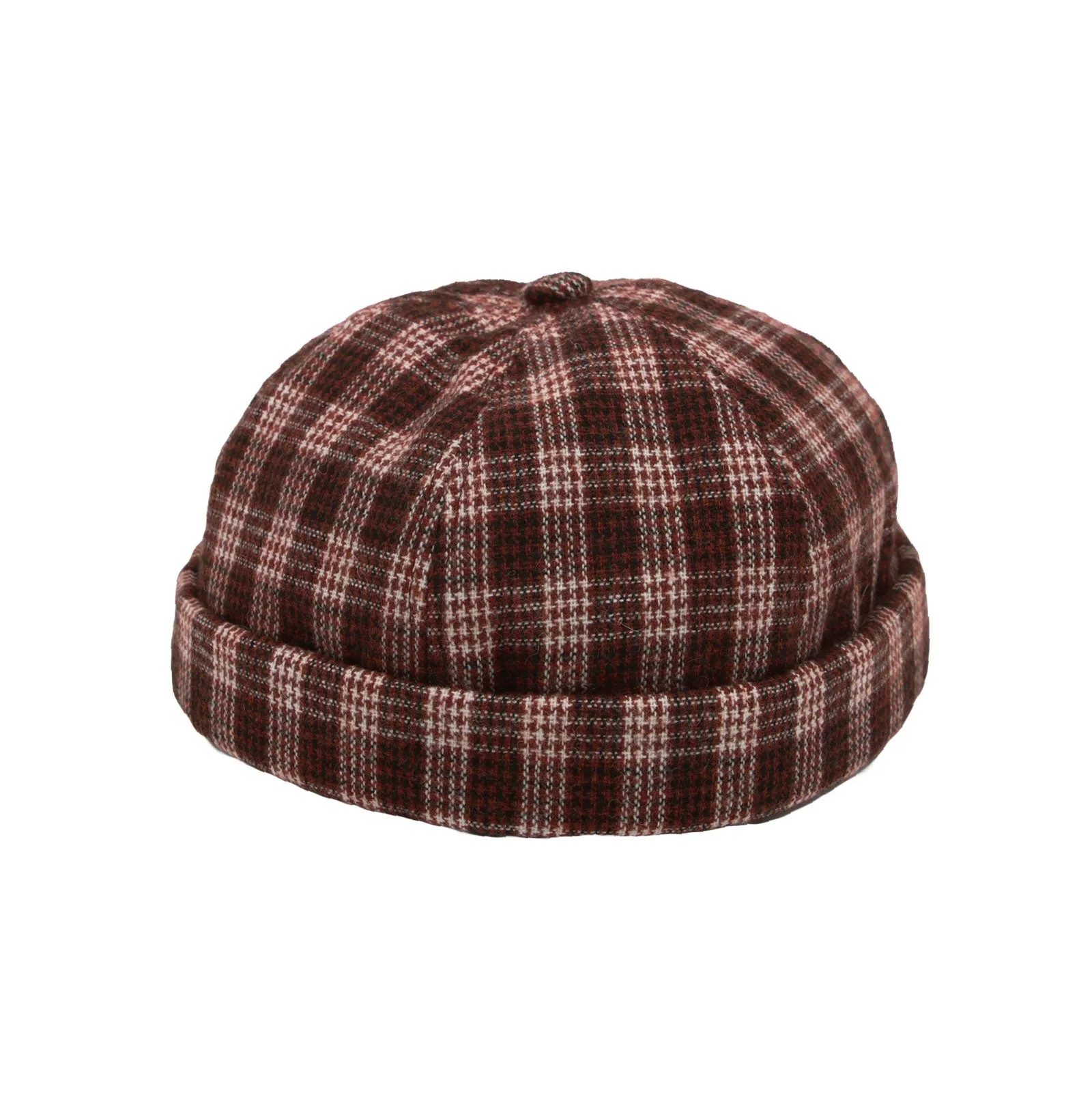 Wool Watch Cap Beanie Plaid Brimless Harbour Cuff Hat CT51166