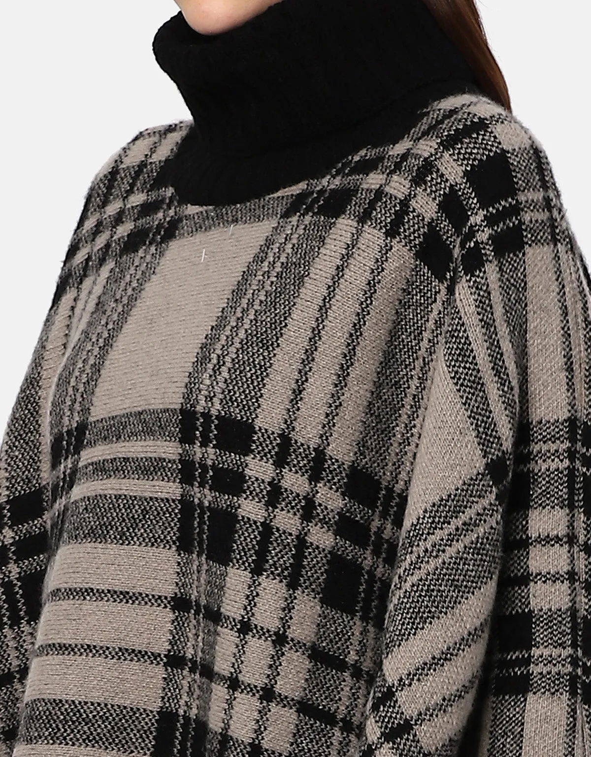 Woolen Checkered Cape For Women