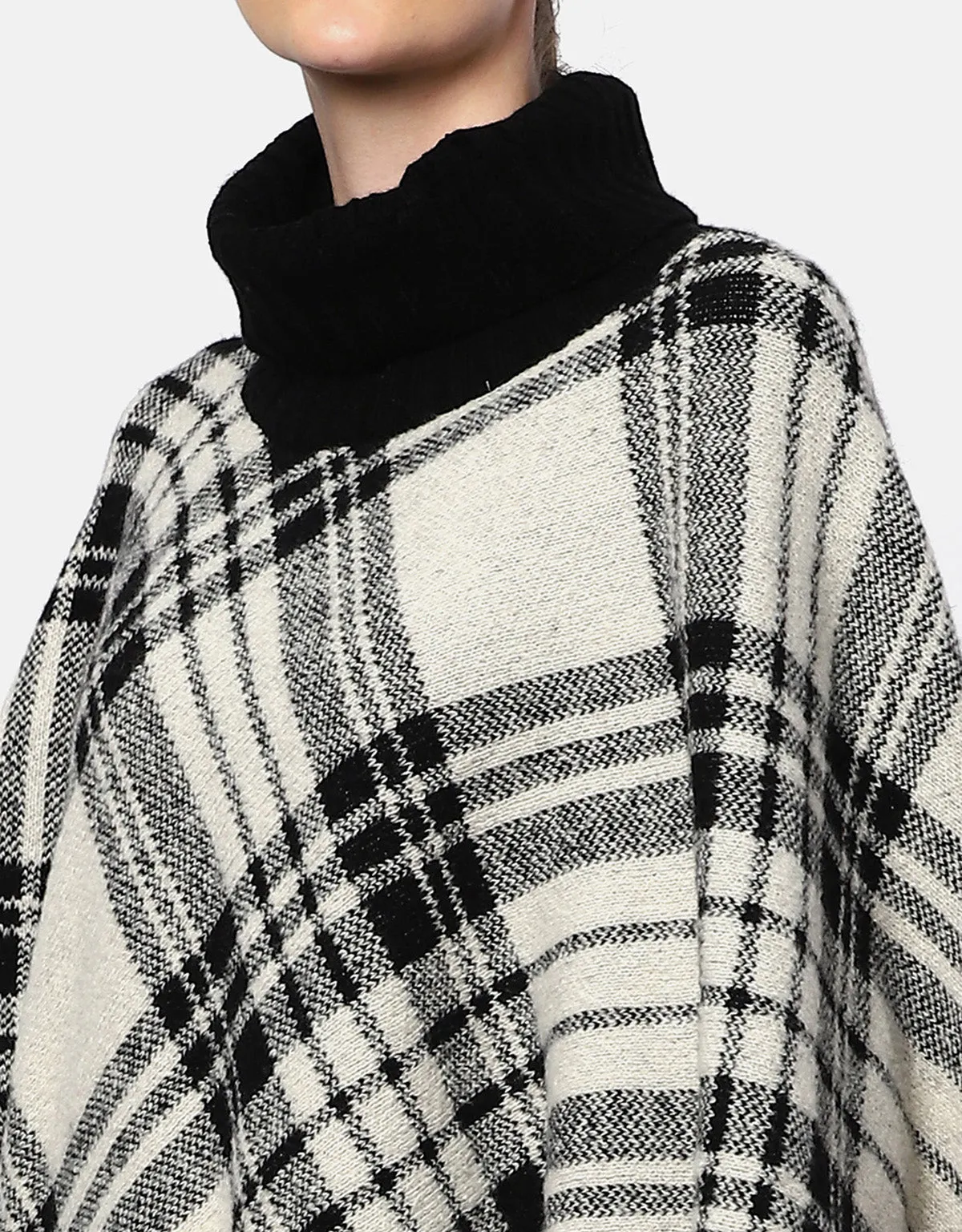 Woolen Checkered Cape For Women